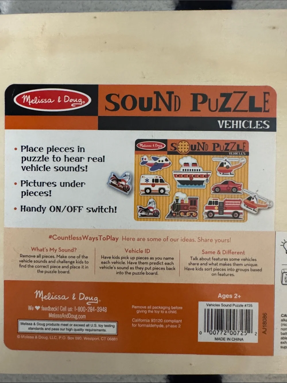 Melissa & Doug Vehicles Sound Puzzle